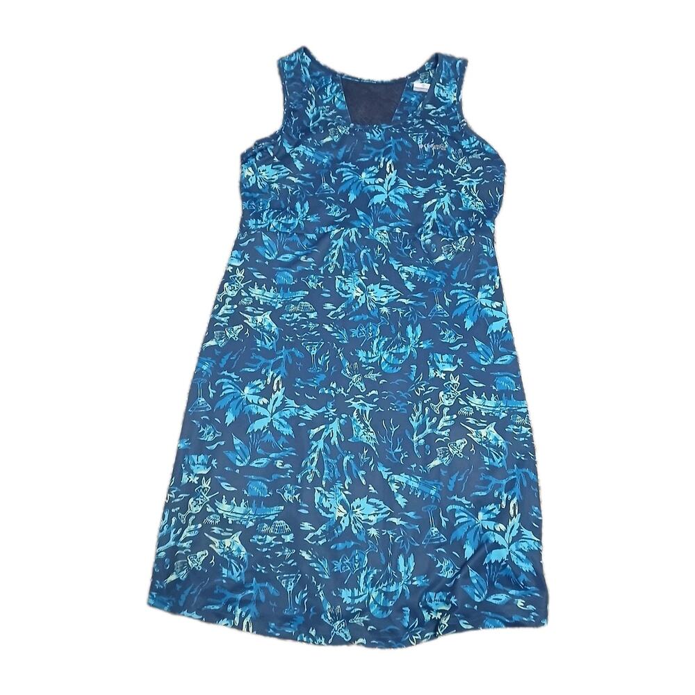 Columbia Active Freezer III Women’s Dress Large Blue Tropical Print Activewear - Picture 1 of 8